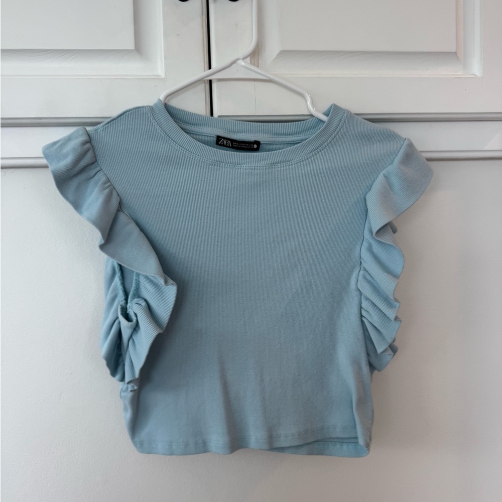 Zara Women's Blue Ruffle Top